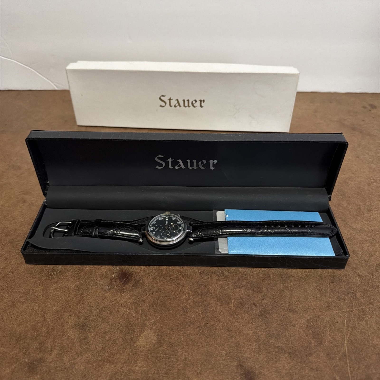 Stauer 27Jewel Automatic Moonphase Watch Black Guilloche Dial Excellent Stauer 27Jewel Automatic Moonphase Watch Black Guilloche Dial Excellent
